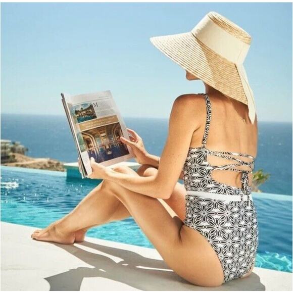 Kenny Flowers Swim One Piece Swimsuit Belted The Pedregal Blanco - Picture 9 of 10